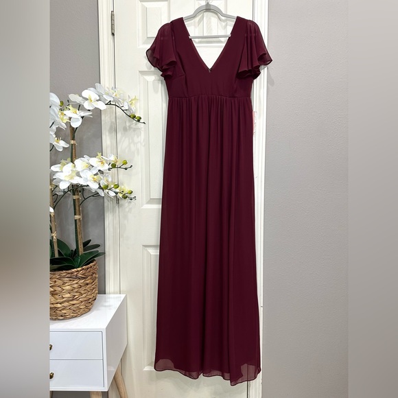 Birdy Grey Hannah Empire Dress Cabernet Bridesmaid Formal Prom Gown Maternity - Picture 7 of 10